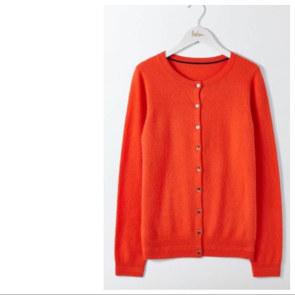 Boden Orange Cashmere Cardigan M